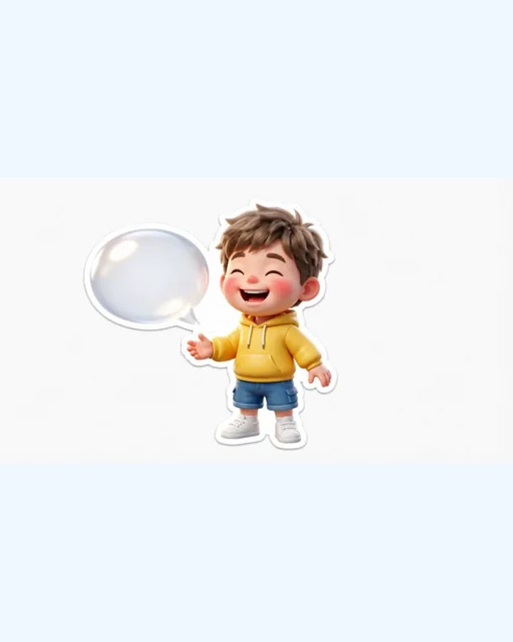 3D-иллюстрация речи — цепочка слов с лисёнком Арчи